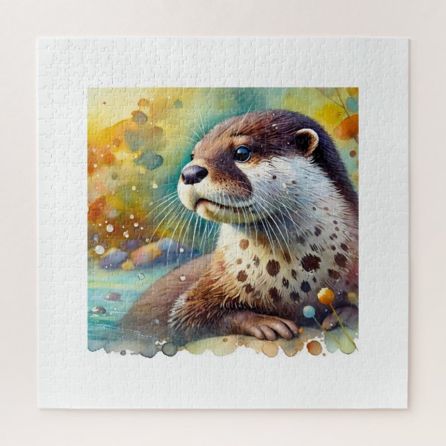 Puzzle Spotted Neck Otter 230824AREF106 - Watercolor (Vertical)