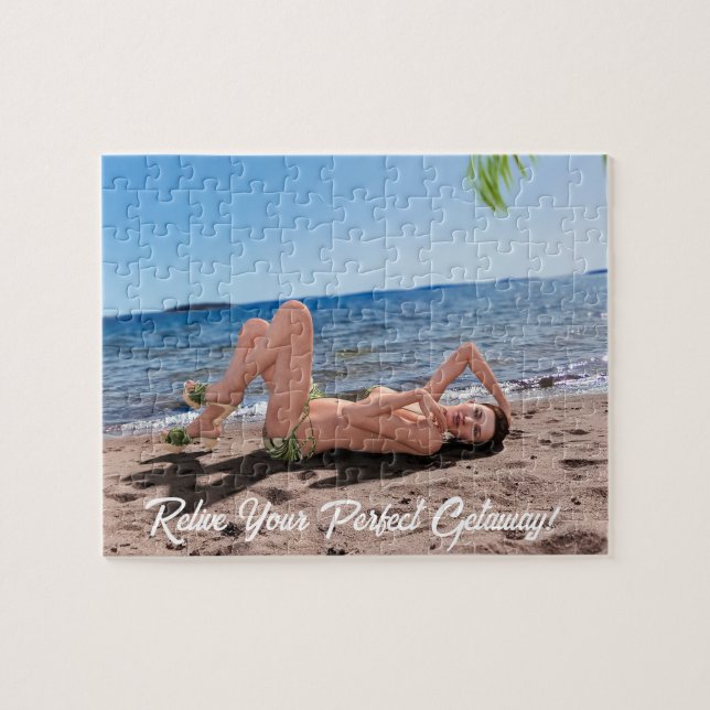 Puzzle Spring Break Girl Lying on Sandy Beach (Horizontal)
