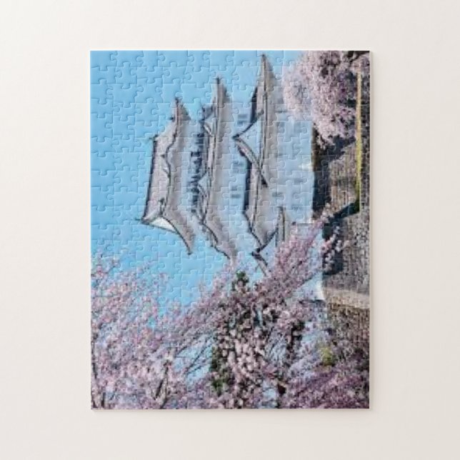 Puzzle Spring Serenity at Numazu Castle – Sakura in Bloom (Vertical)