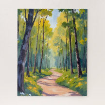 Spring Trail | Green Forest Watercolor Nature