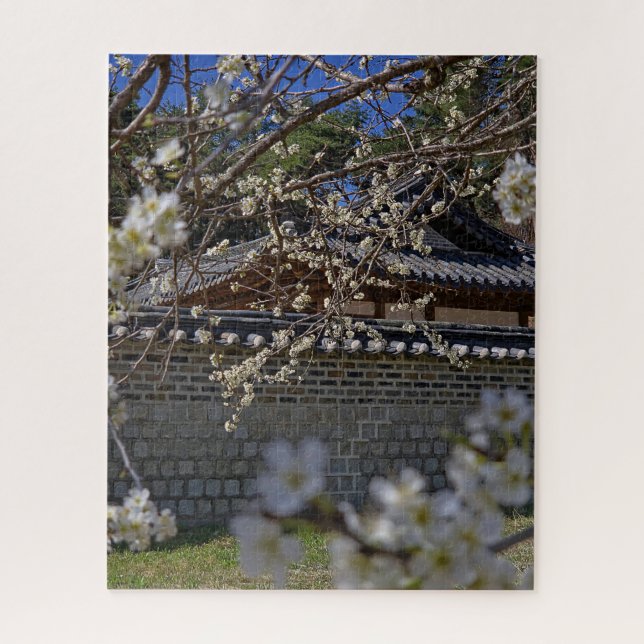 Puzzle Spring Whispers Over Hanok (Vertical)