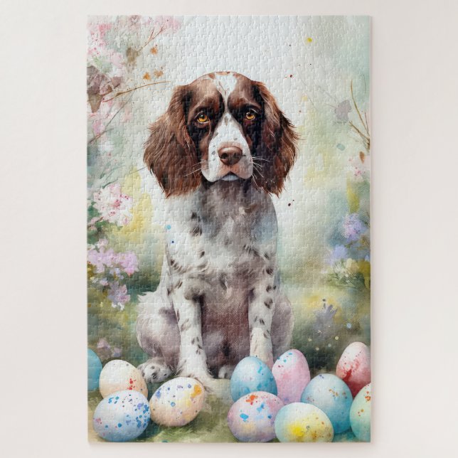 Puzzle Springer Spaniel Chien avec œufs de Pâques Vacance (Vertical)