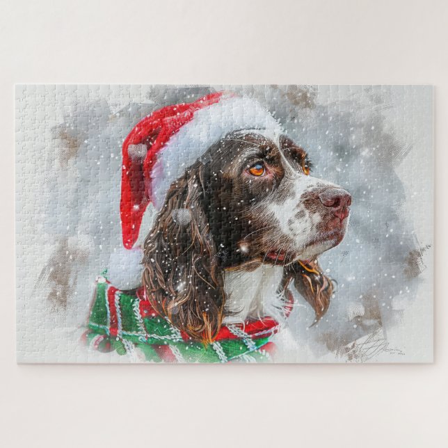 Puzzle Springer Spaniel Chien Noël Festif (Horizontal)
