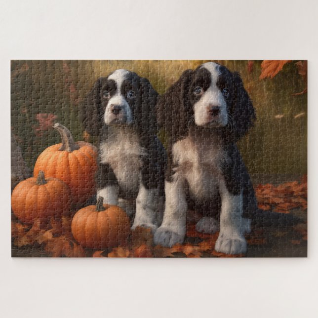 Puzzle Springer Spaniel chiot Automne Délice Citrouille  (Horizontal)