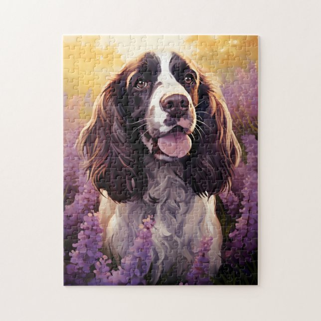 Puzzle Springer Spaniel dans le champ Lavender (Vertical)