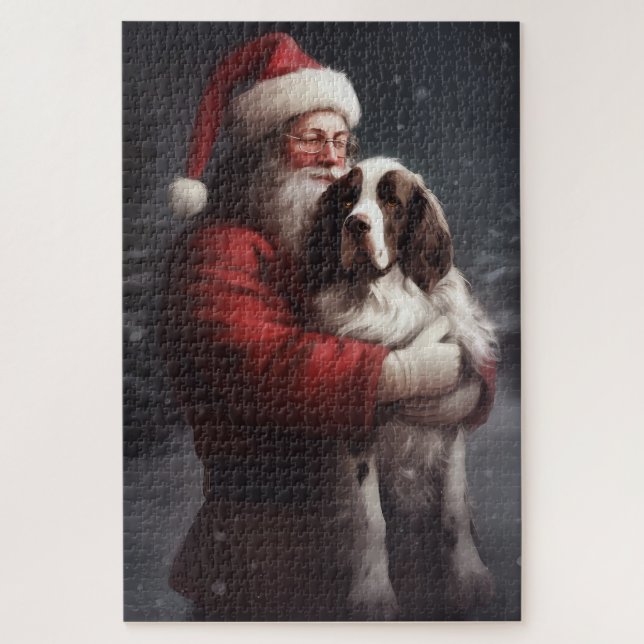 Puzzle Springer Spaniel Père Noël Noël Festif (Vertical)