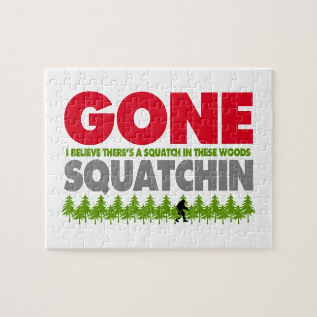 Puzzle Squatchin allé Bigfoot se cachant en bois (Horizontal)