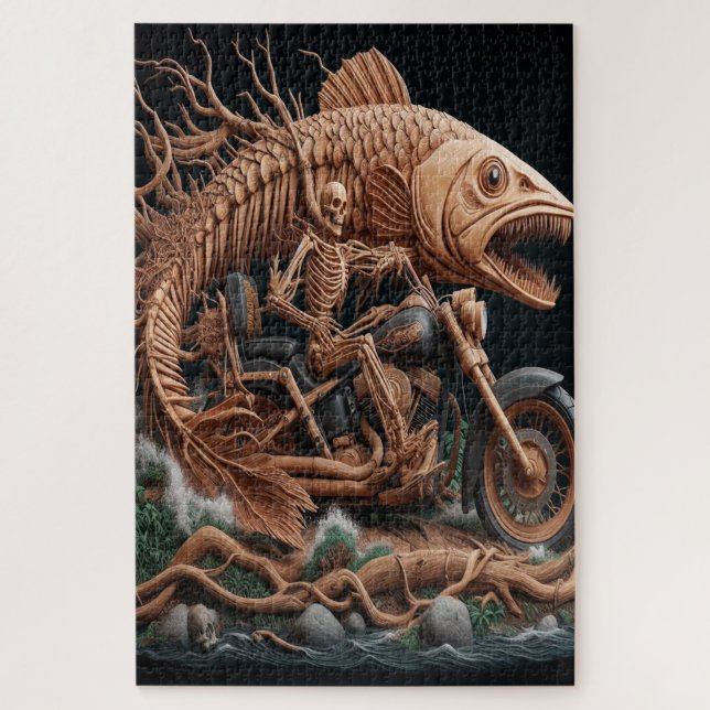 Puzzle squelette a roulé son vélo à hélico sur la piste (Vertical)