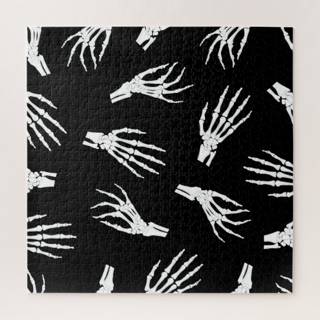 Puzzle Squelette main : motif des os d'Halloween. (Vertical)
