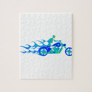 Puzzle Squelette sur une moto
