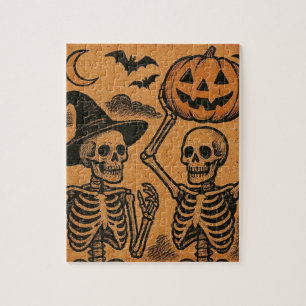 Puzzle Squelettes d'Halloween vintages/rétro