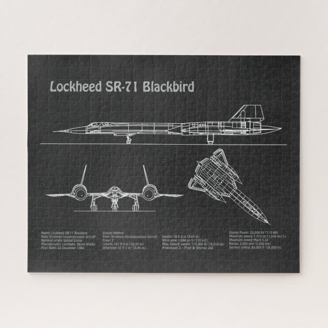 Puzzle SR-71 Blackbird - Plan directeur de l'avion PD (Horizontal)