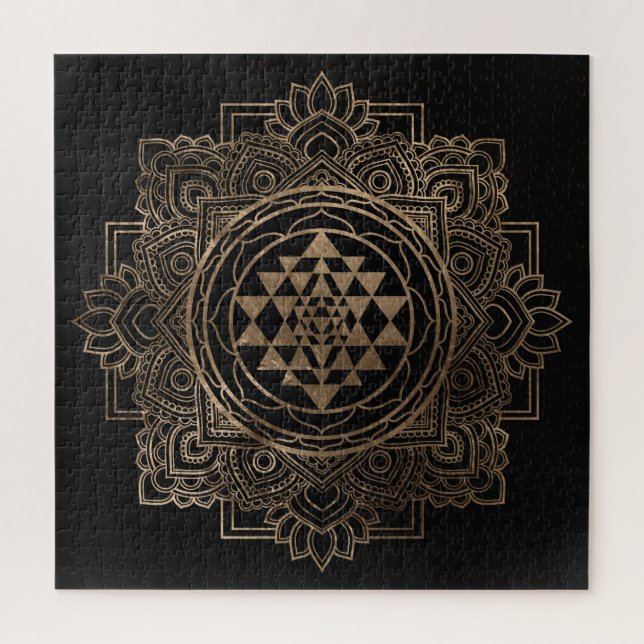 Puzzle Sri Yantra / Sri Chakra en lotus dorés (Vertical)