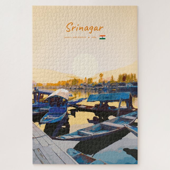 Puzzle Srinagar, Inde - Bateaux Shikara du lac Dal (Vertical)