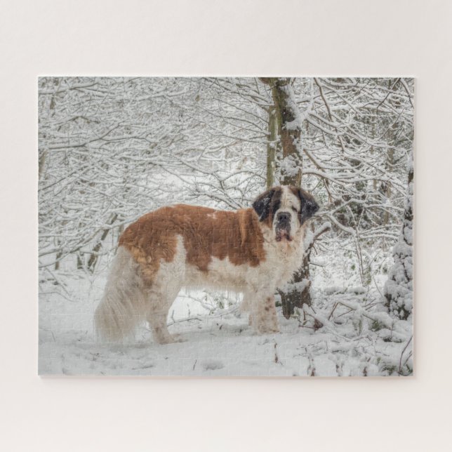 Puzzle St Bernard dog in the snow (Horizontal)