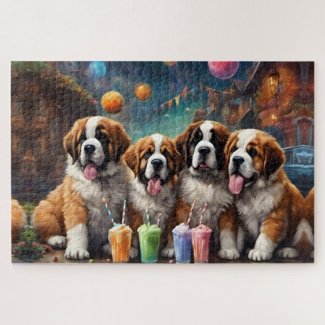 Puzzle St Bernard Puppies et Milkshakes (Horizontal)