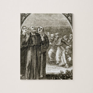 Puzzle St Columba chantant, et attaqué par les druides,