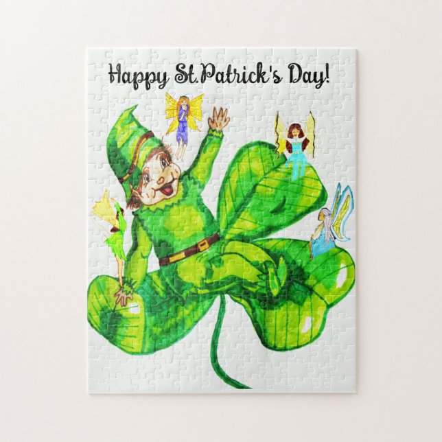 PUZZLE ST. LE JOUR DE PATRICK LEPRECHAUN ET FARIES (Vertical)