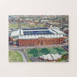 Puzzle Stade historique Ibrox Glasgow aquarelle d'art