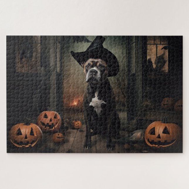 Puzzle Staffordshire Terrier Citrouilles Halloween effray (Horizontal)