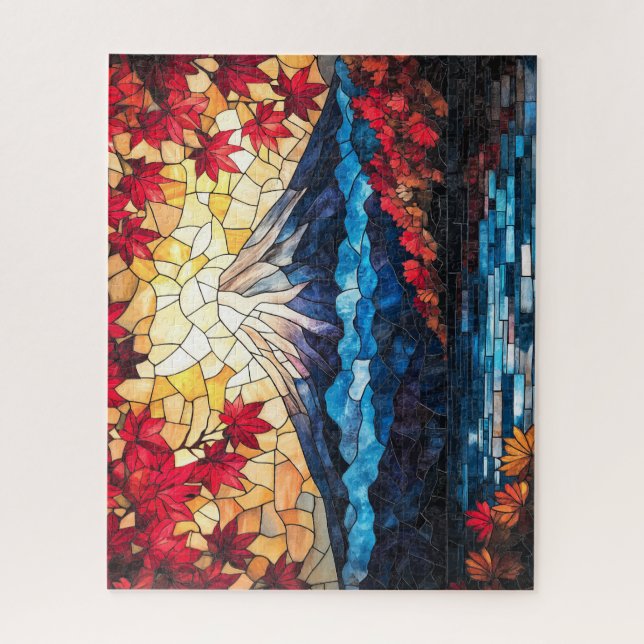 Puzzle Stained Glass Mount Fuji – Japanese Art Jigsaw Puz (Vertical)