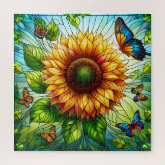 Puzzle Stained Glass Sunflower
