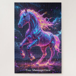 Puzzle Stallion cosmique avec couleur néon vibrante