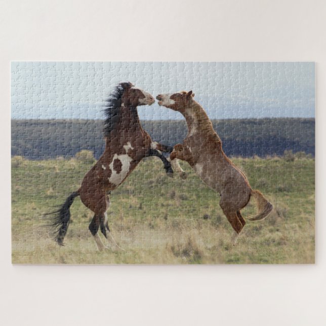 Puzzle Stallions de combat, montagnes de Steens, Oregon (Horizontal)