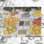 Puzzle Stand de fruits de Gustave Caillebotte, Art Vintag<br><div class="desc">Fruit Displaying a Stand (1882) de Gustave Caillebotte est un impressionisme vintage qui consiste à peindre des oeuvres d'art mortes. Fermes locales qui affichent du raisin, des tomates, des pommes, des poires et d'autres produits biologiques à vendre sur un marché fermier en plein air. À propos de l'artiste : Gustave...</div>