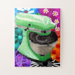 Puzzle Stand Mixer Funky Art Abstrait Vert rose