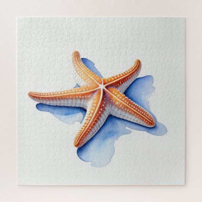 Puzzle Starfish and Blue Silhouette (Vertical)