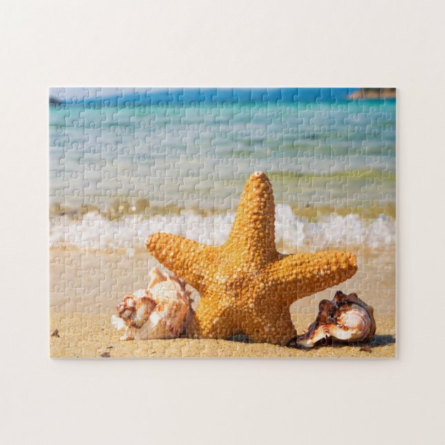 Puzzle Starfish et Seashells sur la plage (Horizontal)