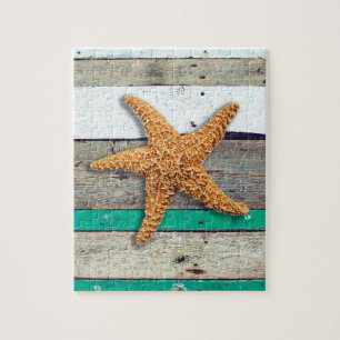 Puzzle Starfish Rustic Beach Board Nautique