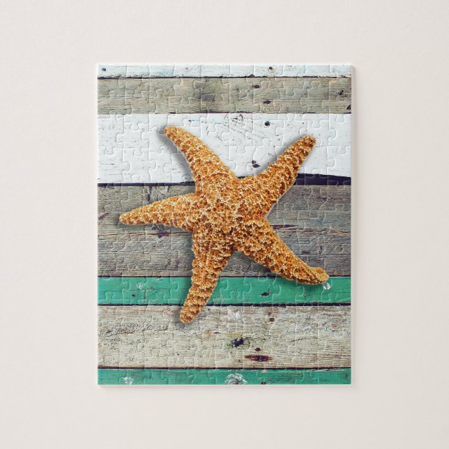 Puzzle Starfish Rustic Beach Board Nautique (Vertical)