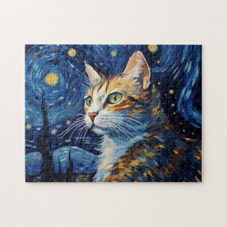 Puzzle Starry Night Cat