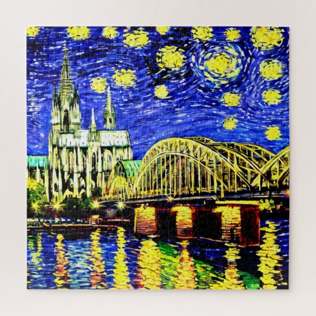 Puzzle Starry Night Cologne Allemagne Cathédrale (Vertical)