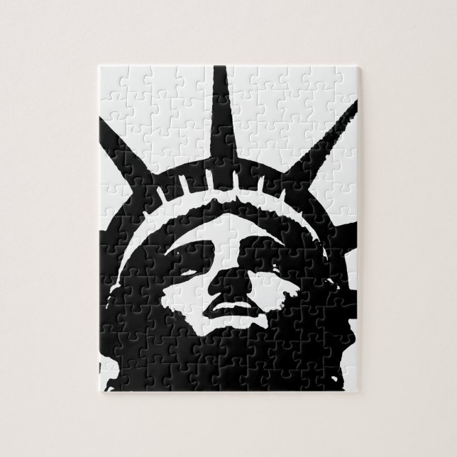 Puzzle Statue d'Art Pop Noir & Blanc de la Liberté (Vertical)