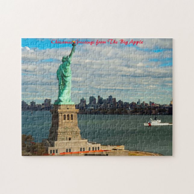 Puzzle Statue de la Liberté New York. Vœux de Noël (Horizontal)