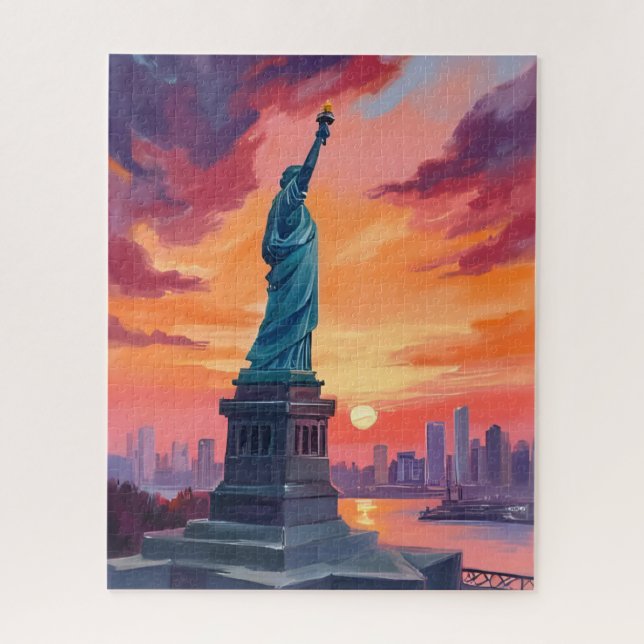 Puzzle Statue de la Liberté NYC Skyline Coucher de soleil (Vertical)