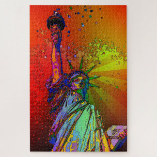 Puzzle Statue en couleur arc-en-ciel psychédélique NYC de