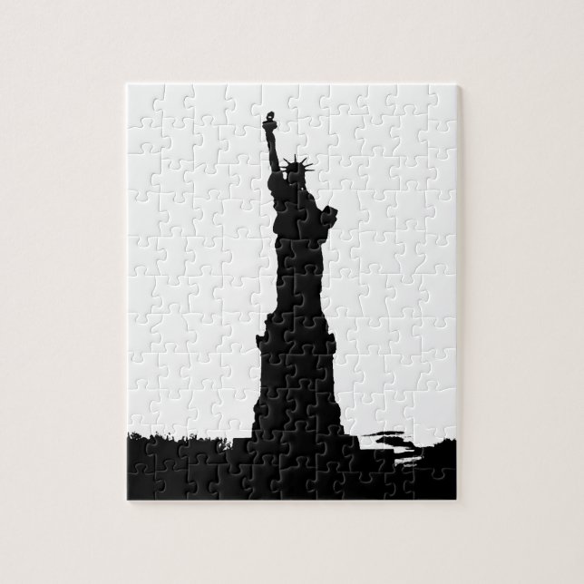 Puzzle Statue noire et blanche de la Liberté Silhouette (Vertical)