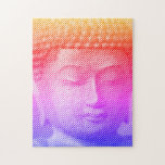 Puzzle Statue Visage Bouddha Colorée Formée Par Lignes<br><div class="desc">Le visage de Siddhartha Gautama,  Bouddha,  avec effet sculpté. Image formée par des lignes de largeur variable. Idée cadeau pour les personnes qui aiment l'art et la spiritualité asiatiques.</div>