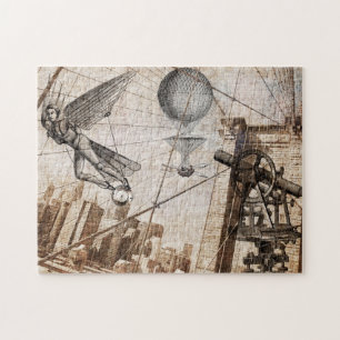 Puzzle steampunk au-dessus du pont de Brooklyn