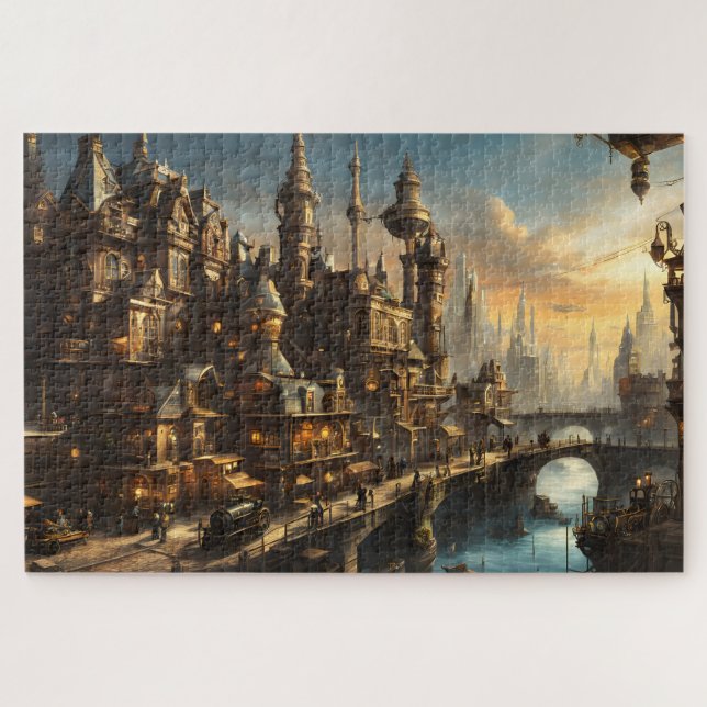 Puzzle Steampunk City au bord de la rivière (Horizontal)
