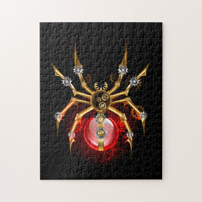 Puzzle Steampunk spider on black (Vertical)