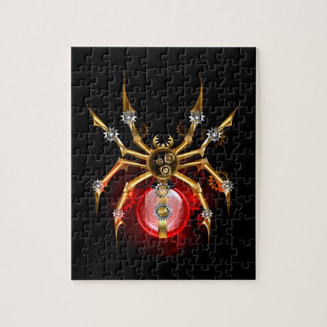 Puzzle Steampunk spider on black (Vertical)