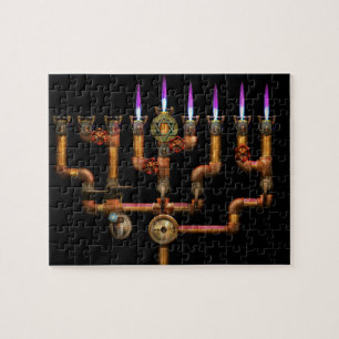 Puzzle Steampunk - tuyauterie - allumage du Menorah
