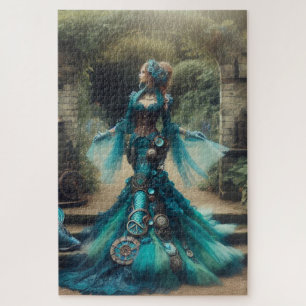 Puzzle Steampunk Vintage Victorian Lady Turquoise Sirène