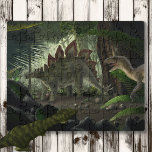 Puzzle Stegosaurus et Deinonychus<br><div class="desc">Stegosaurus et dinosaures deinonychus dans leur maison préhistorique.</div>
