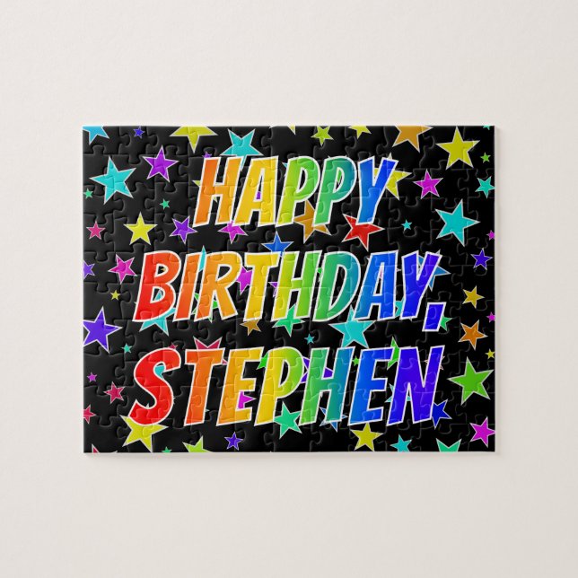Puzzle "STEPHEN" Prénom, Amusant "HEUREUX ANNIVERSAIRE" (Horizontal)
